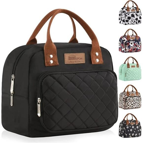 Insulated lunch bag tote with front pocket reusable cooler for work picnic trave - Picture 1 of 7